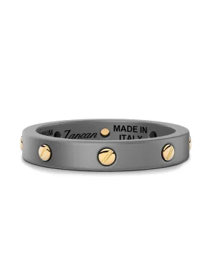 Anello fede in Titatio e viti Oro giallo m.18 Uomo Zancan