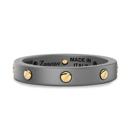 Anello fede in Titatio e viti Oro giallo m.18 Uomo Zancan