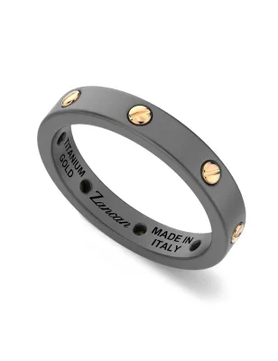 Anello fede in Titatio e viti Oro giallo m.18 Uomo Zancan