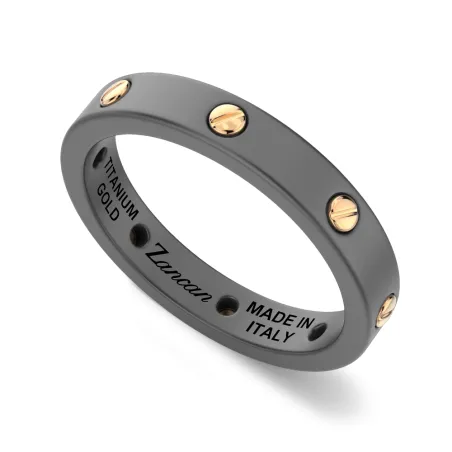 Anello fede in Titatio e viti Oro giallo m.18 Uomo Zancan