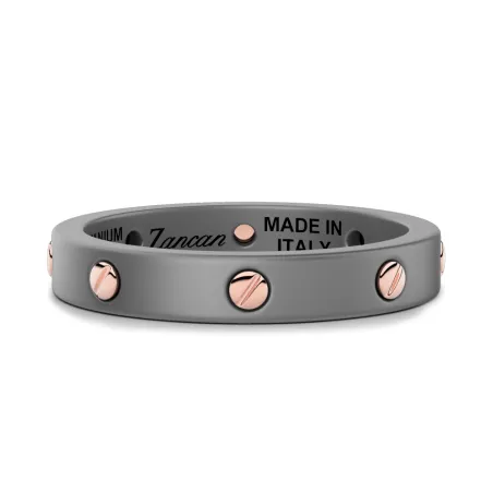 Anello fede in Titanio e viti Oro rosa m.22 Uomo Zancan