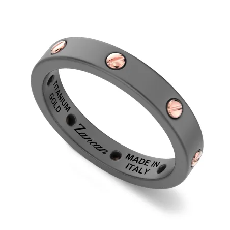 Anello fede in Titanio e viti Oro rosa m.22 Uomo Zancan