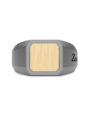 Anello Chevalier in Titanio e Oro Giallo m.23 Uomo Zancan