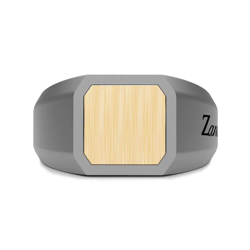 Anello Chevalier in Titanio e Oro Giallo m.23 Uomo Zancan