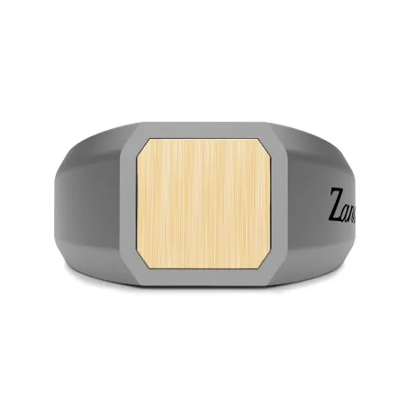 Anello Chevalier in Titanio e Oro Giallo m.23 Uomo Zancan