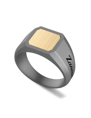 Anello Chevalier in Titanio e Oro Giallo m.23 Uomo Zancan