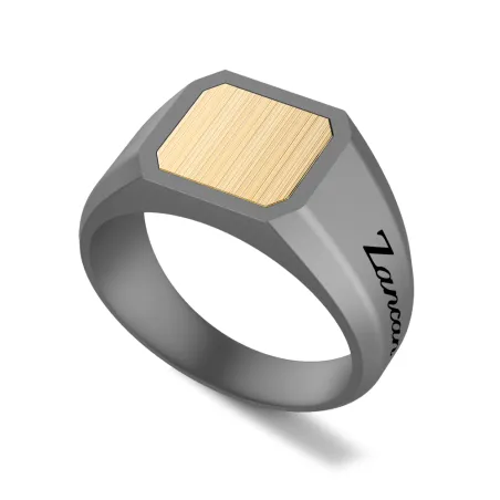 Anello Chevalier in Titanio e Oro Giallo m.23 Uomo Zancan