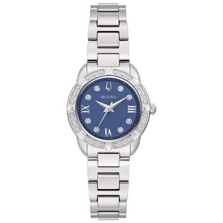 Orologio Blu 32 Diamonds Lady 27mm Classic Steel Donna Bulova Classic