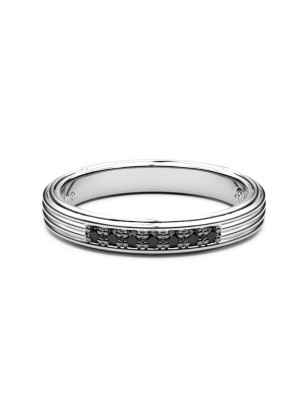 Anello fede argento con Spinelli neri m.23 Uomo Zancan