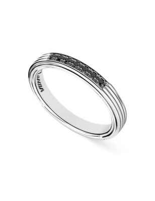Anello fede argento con Spinelli neri m.23 Uomo Zancan