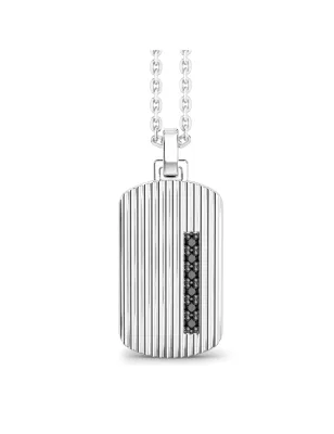 Collana con targa pendente Argento e Spinelli neri Uomo Zancan