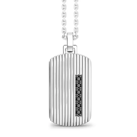 Collana con targa pendente Argento e Spinelli neri Uomo Zancan