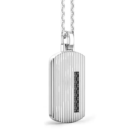 Collana con targa pendente Argento e Spinelli neri Uomo Zancan