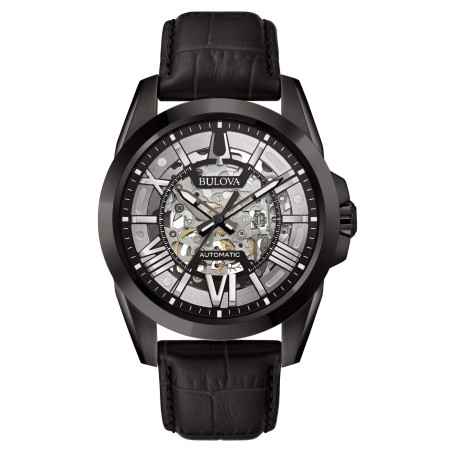 Orologio Nero Skeleton 43mm Miyota 8N24 Vista Uomo Bulova Sutton