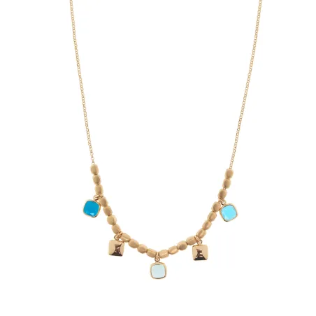 Collana Mignon centrale elementi dado pietre quadre blu Donna Aquaforte