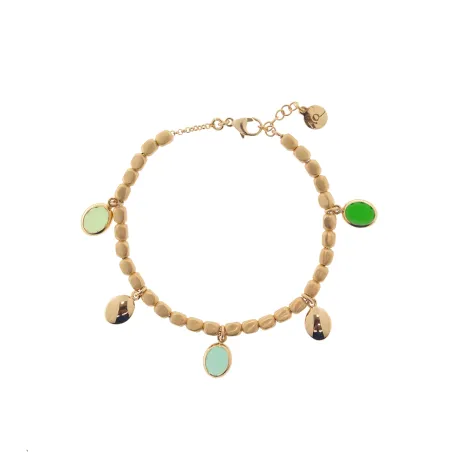 Bracciale Mignon elementi a dado pietre ovali verde Donna Aquaforte