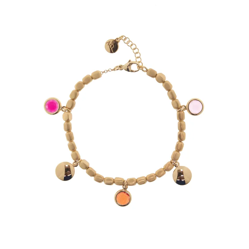 Bracciale Mignon elementi a dado pietre tonde rosso Donna Aquaforte