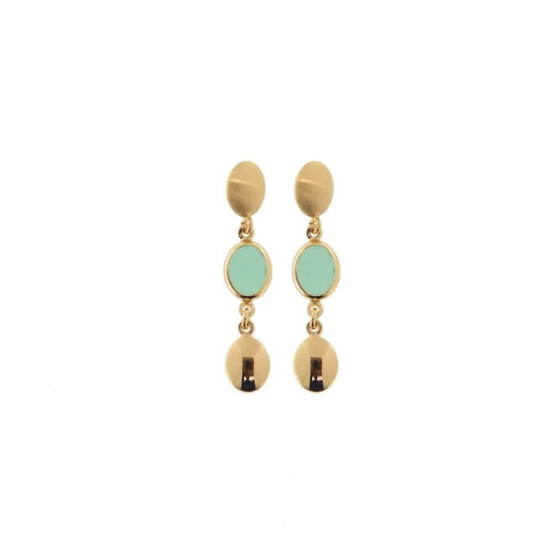 Orecchini Mignon Ovali satinato e lucido Pietra verde mare Donna Aquaforte Orecchini Mignon Ovali satinato e lucido Pietra verde mare Donna Aquaforte