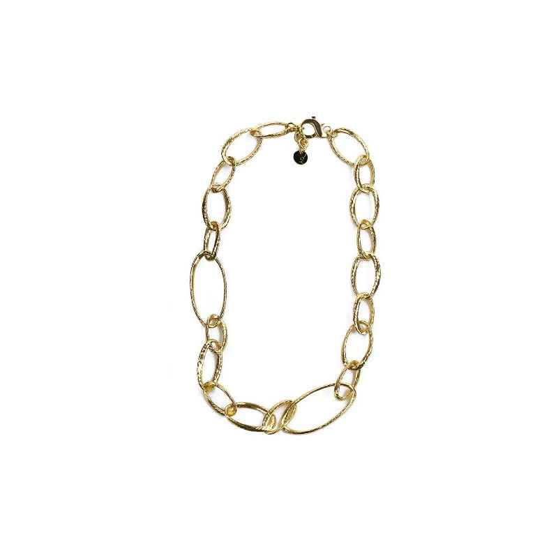 Collana Catene anelli ovali varie dimensioni Donna Aquaforte