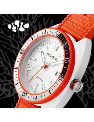 Orologio Bianco Clownfish 41mm Ceramica Arancione Uomo Bulova