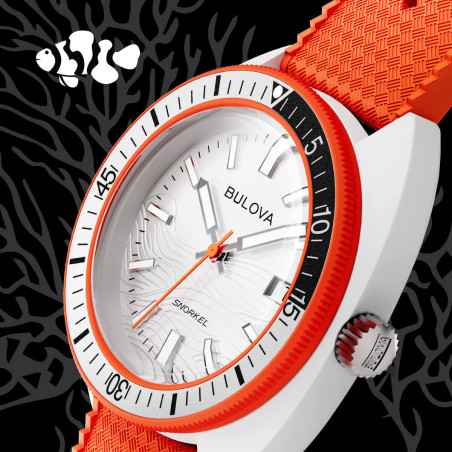 Orologio Bianco Clownfish 41mm Ceramica Arancione Uomo Bulova