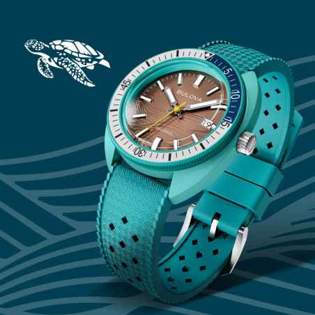 Orologio Marrone Sea Turtle 41mm Ceramica Verde Uomo Bulova