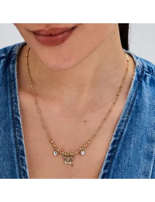 Collana dorata Chakra Mistici Farfalla Donna Brosway