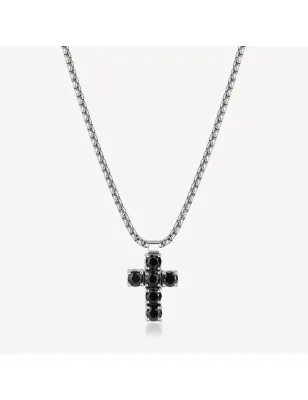 Collana Avantgarde Croce nera pendente Uomo Brosway