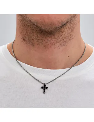 Collana Avantgarde Croce nera pendente Uomo Brosway