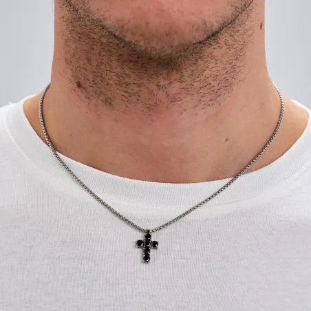 Collana Avantgarde Croce nera pendente Uomo Brosway