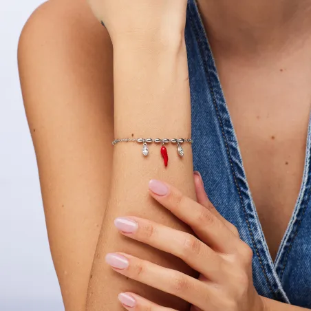 Bracciale Chakra Portafortuna Cornetto rosso Donna Brosway