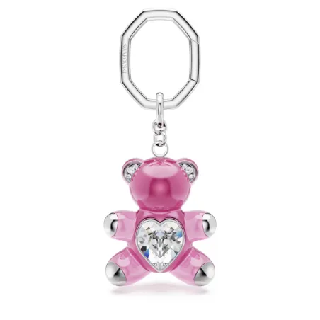 Portachiavi Teddy Orso rosa placcato rodio Donna Swarovski