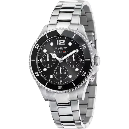 Orologio Nero Multifunzione Diver Clasp 39mm Uomo Sector