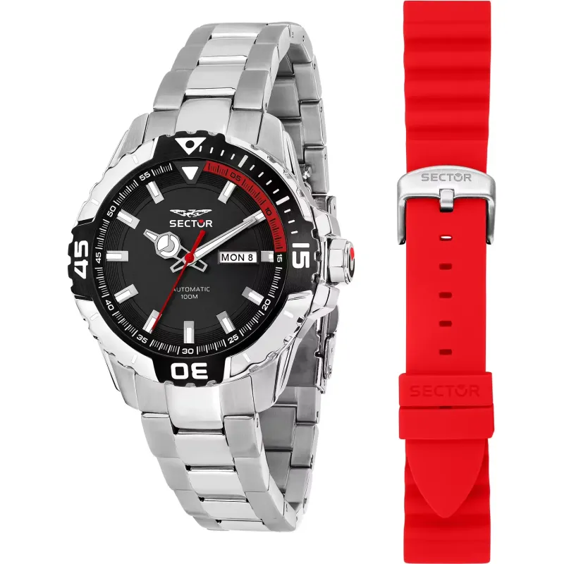 Orologio Nero Rehaut Rosso Automatico 43mm Uomo Sector Orologio Nero Rehaut Rosso Automatico 43mm Uomo Sector