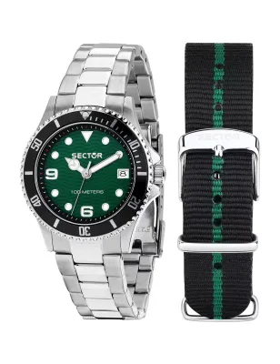 Orologio Verde Motivo Onda NATO Nero 35mm Donna Sector