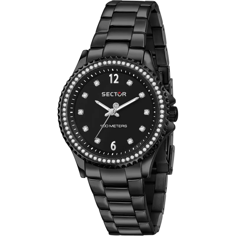 Orologio 230 R3253161535 Total Black Cristalli 35mm Donna Sector Orologio 230 R3253161535 Total Black Cristalli 35mm Donna Sector