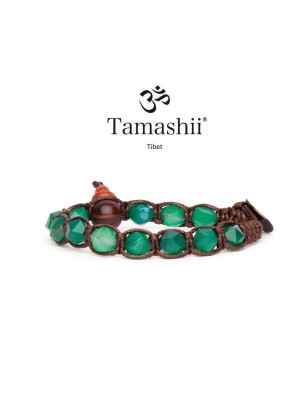 BRACCIALE DIAMOND CUT AGATA VERDE STRIATA UOMO-DONNA TAMASHII 