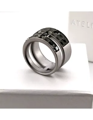 Anello Atelier satinato rutenio mis.55 Donna Swarovski