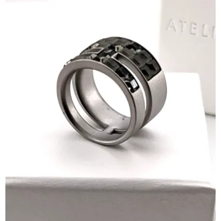 Anello Atelier satinato rutenio mis.55 Donna Swarovski