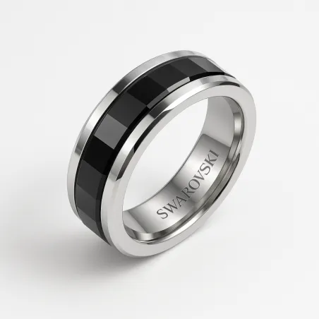 Anello Revolution placcato rodio m.22 Uomo Swarovski