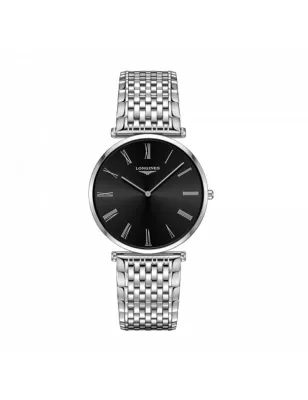 Orologio Quarzo 37mm Quadrante Nero Bracciale Acciaio Longines