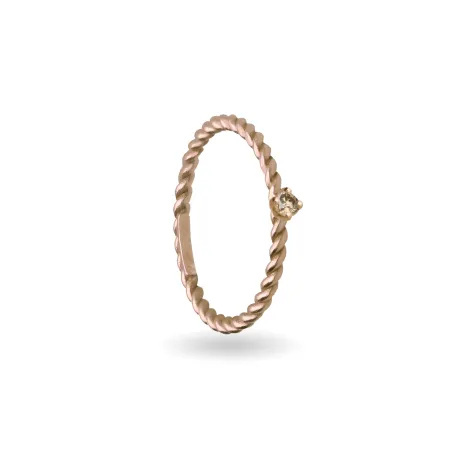 Anello Filodamore Intrecciato Oro Rosa e Diamante Brown Rubinia
