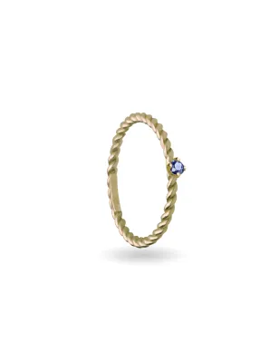 Anello Filodamore intrecciato Oro Giallo e Zaffiro Blu Donna Rubinia