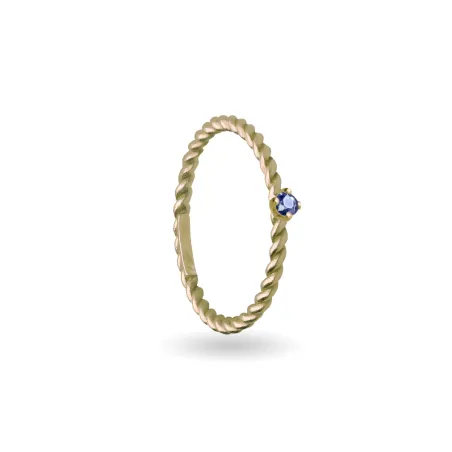 Anello Filodamore intrecciato Oro Giallo e Zaffiro Blu Donna Rubinia