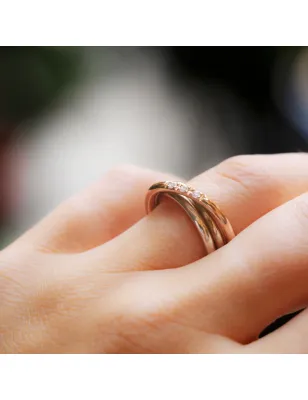 Anello Filodellavita 3 fili spesso Oro Rosa e Diamanti Donna Rubinia