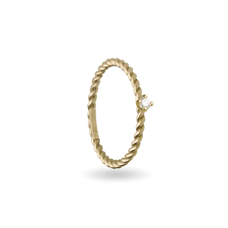 Anello Filodamore Intrecciato Oro Giallo e Diamante Rubinia