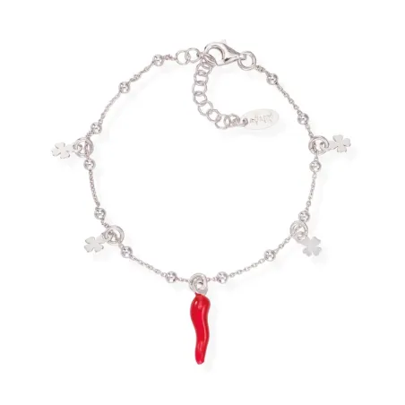 Bracciale Cornetto e Quadrifoglio Rodio Donna Amen