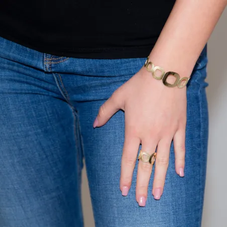 Anello Vintage Glamour Quadre Oro 23kt 925 Donna Aquaforte