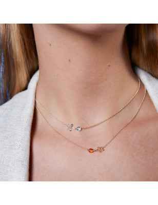 GIROCOLLO ORO FLOWER GRANATO ROSSOPREZIOSO SEMINO D'AMORE