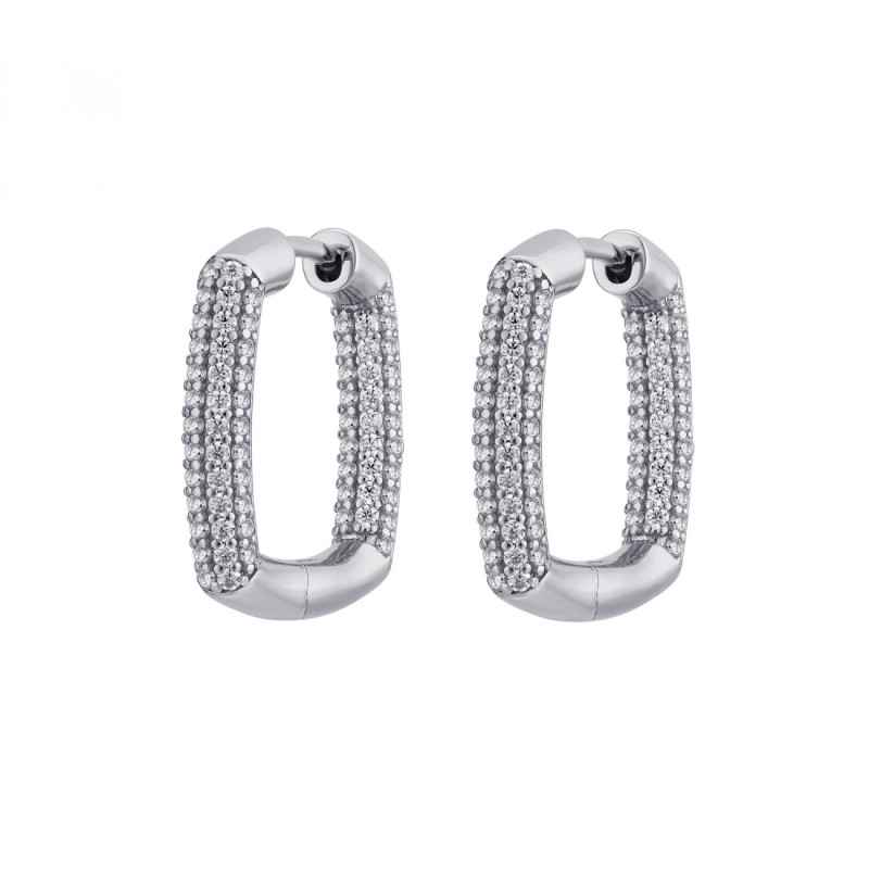 Orecchini QUADRATI con ZIRCONI Donna Rosato